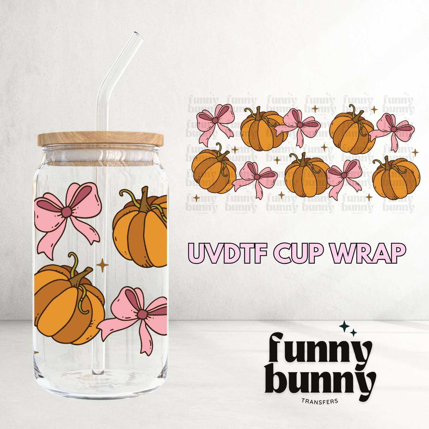 Fall Pumpkns & Bows - 16oz UVDTF Cup Wrap