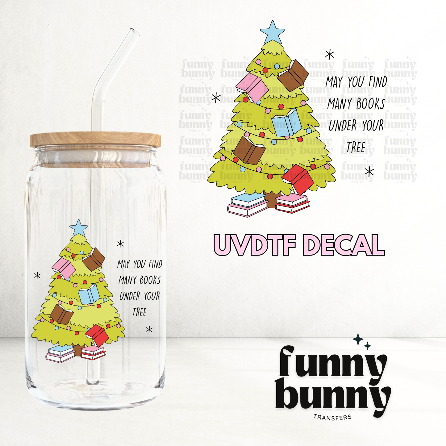 Festive Bookmas Tree - UVDTF Decal