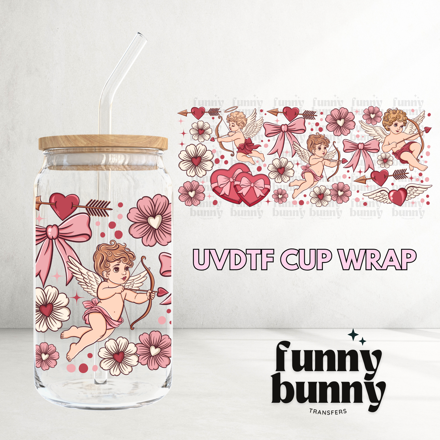 Floral Cupid - 16oz UVDTF Cup Wrap