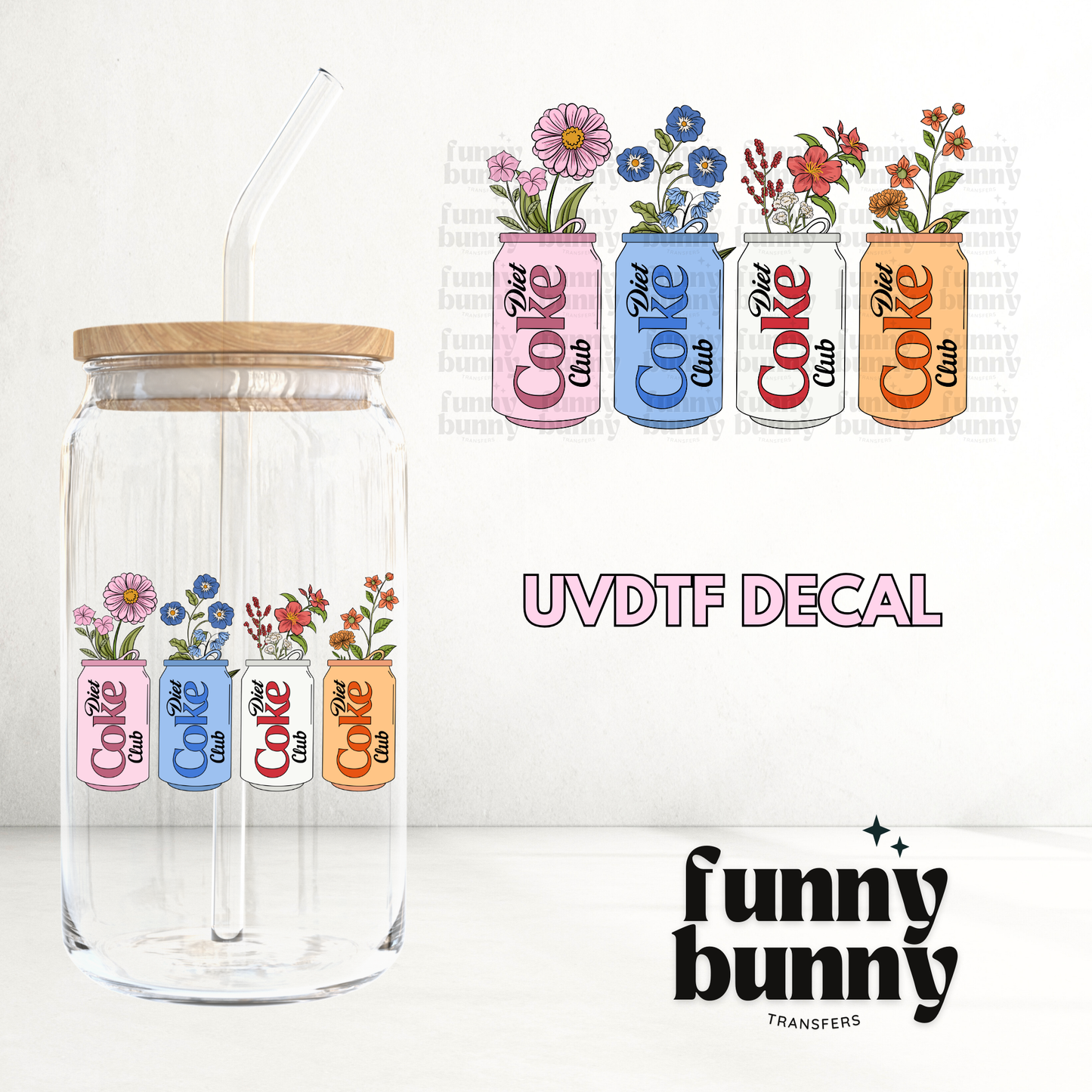 Floral Diet Coke - UVDTF Decal