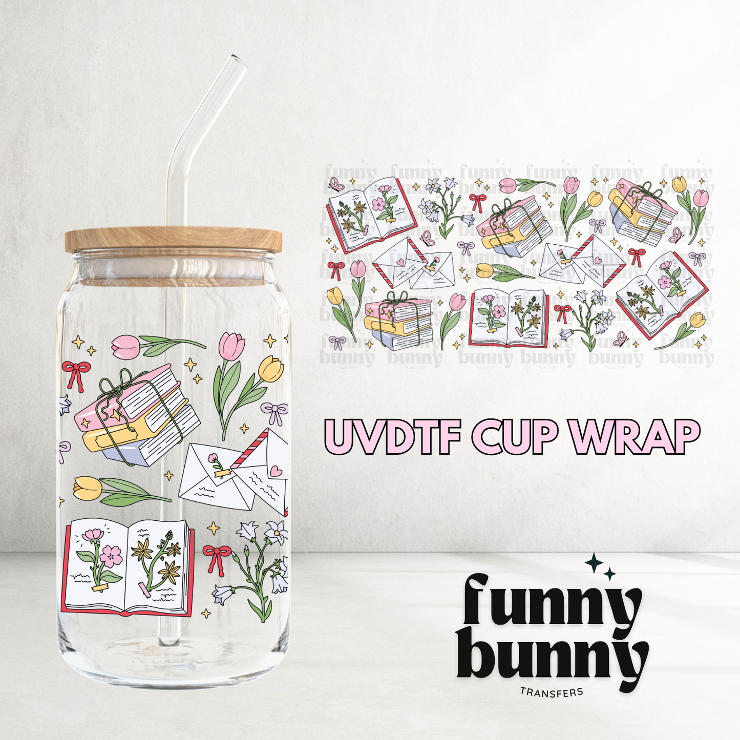 Floral Spring Reads - 16oz UVDTF Cup Wrap