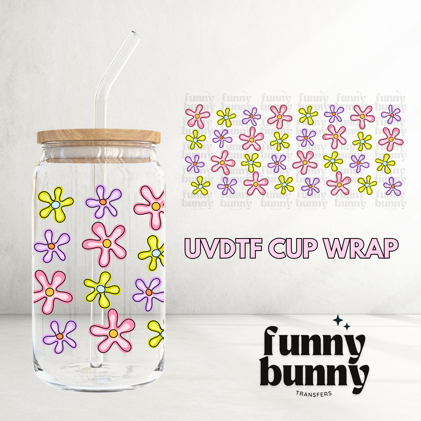 Flower Power - 16oz UVDTF Cup Wrap