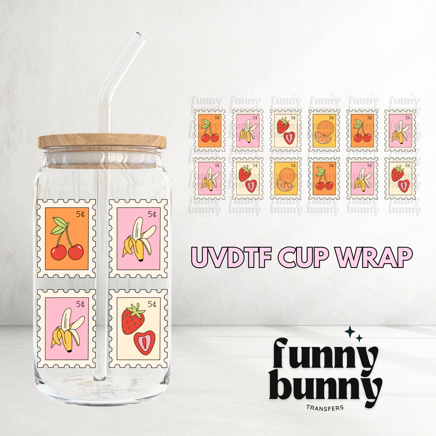 Fruity Stamps - 16oz UVDTF Cup Wrap