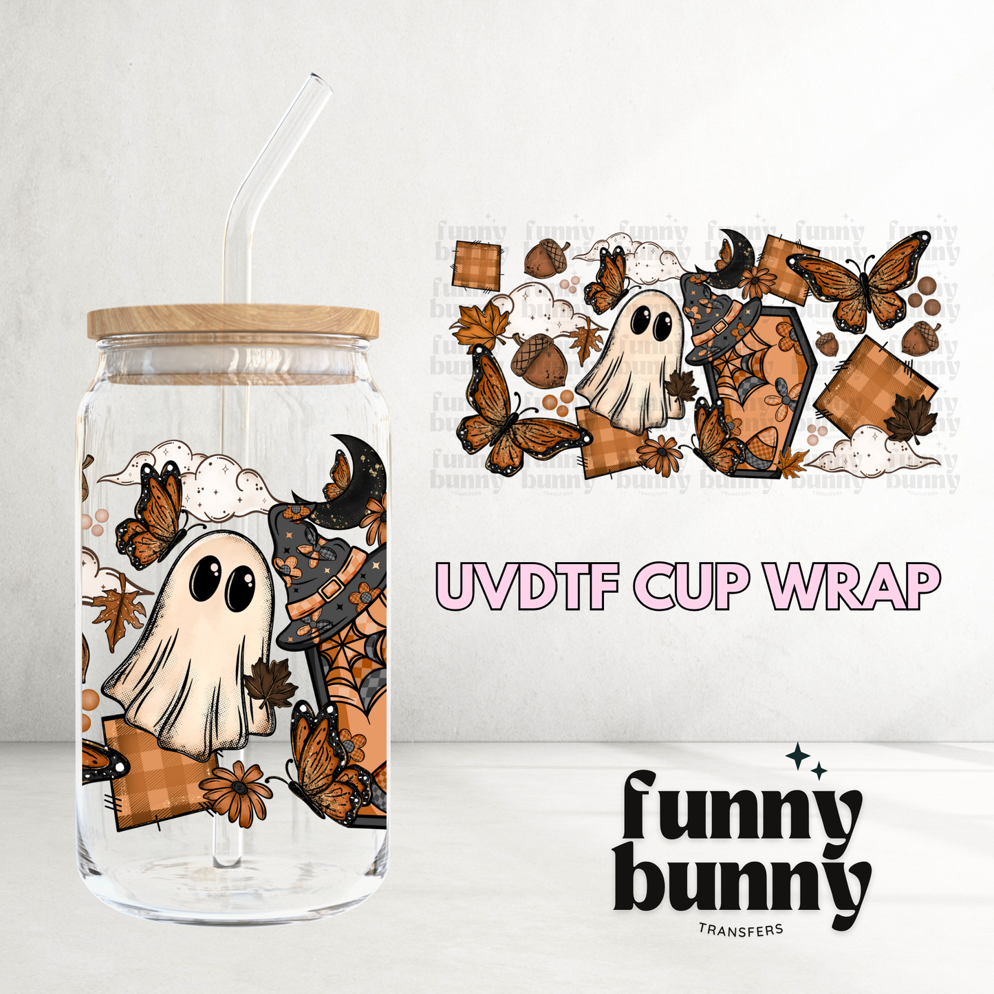 Ghost Butterflies - 16oz UVDTF Cup Wrap