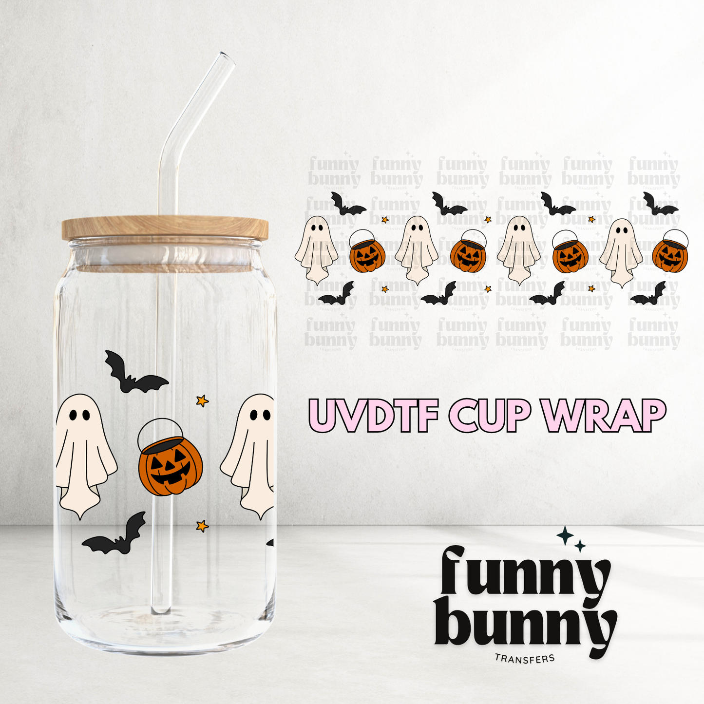 Ghost Trick Or Treat - 16oz UVDTF Cup Wrap