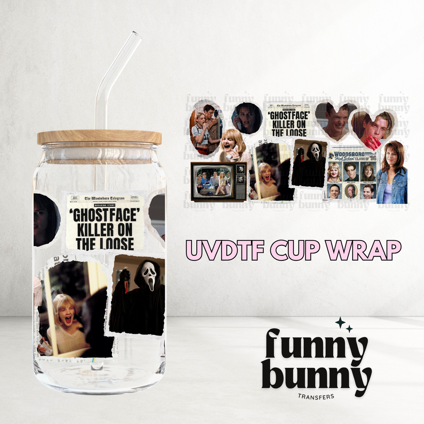 Ghostface On The Loose - 16oz UVDTF Cup Wrap