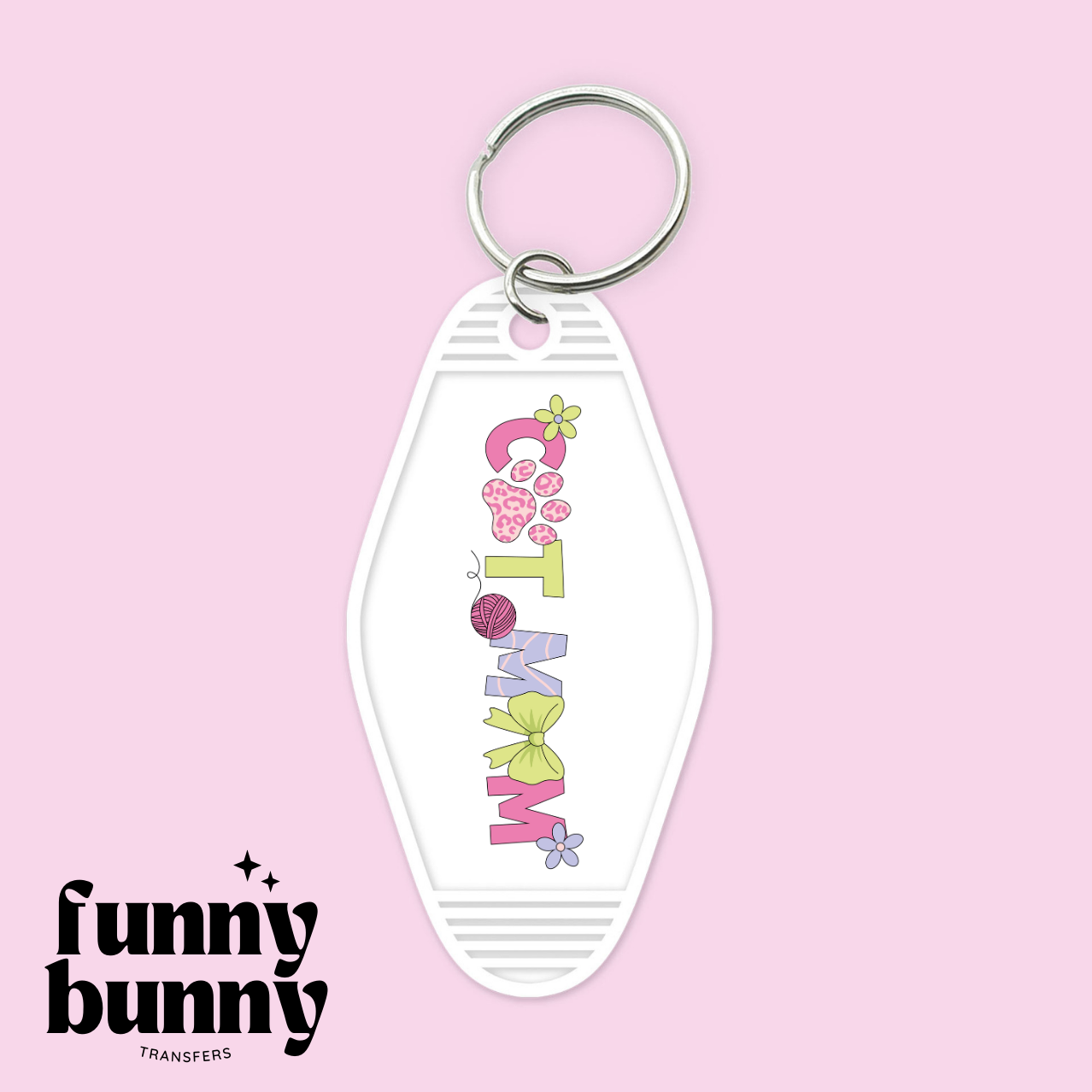 Girly Cat Mom - Motel Keychain