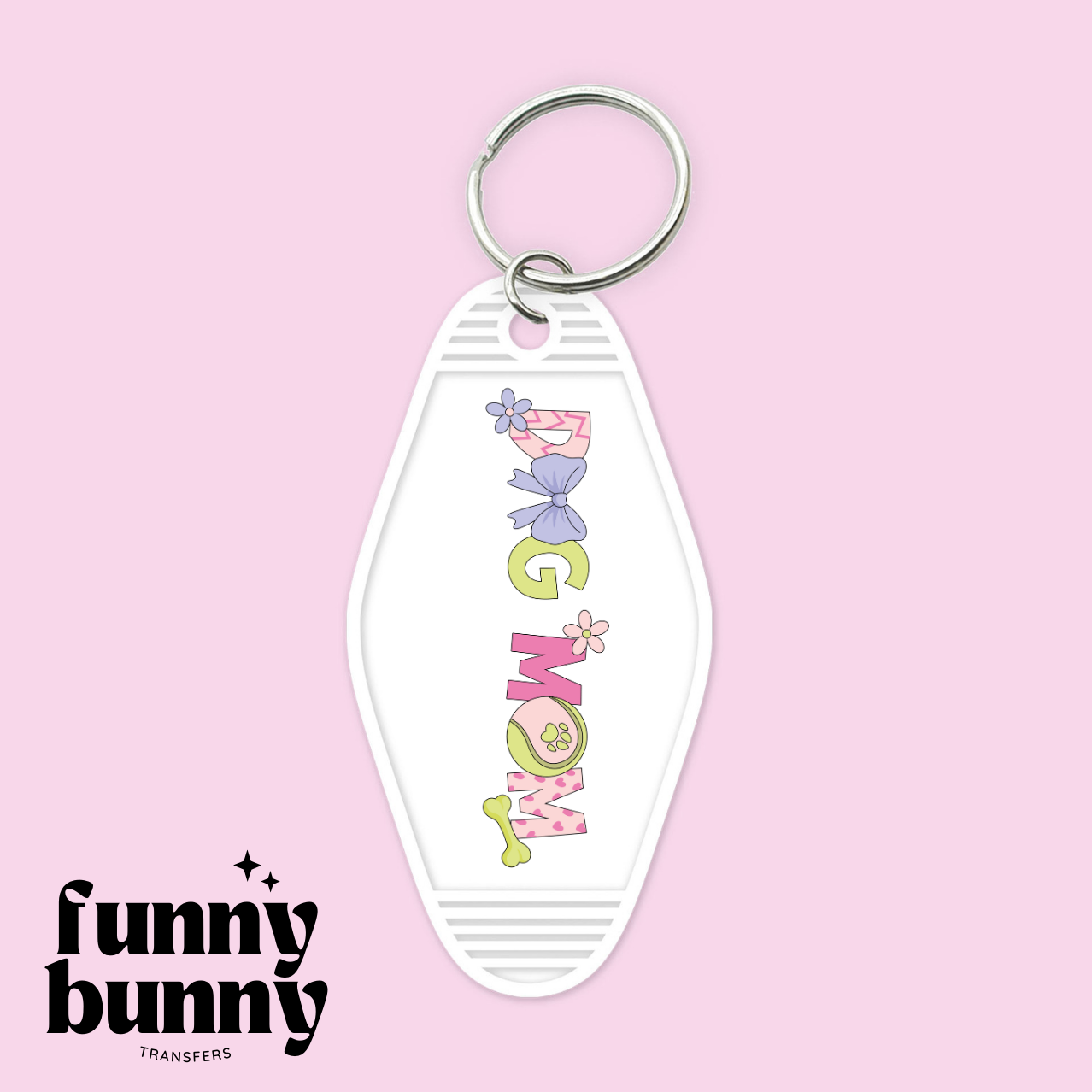 Girly Dog Mom - Motel Keychain