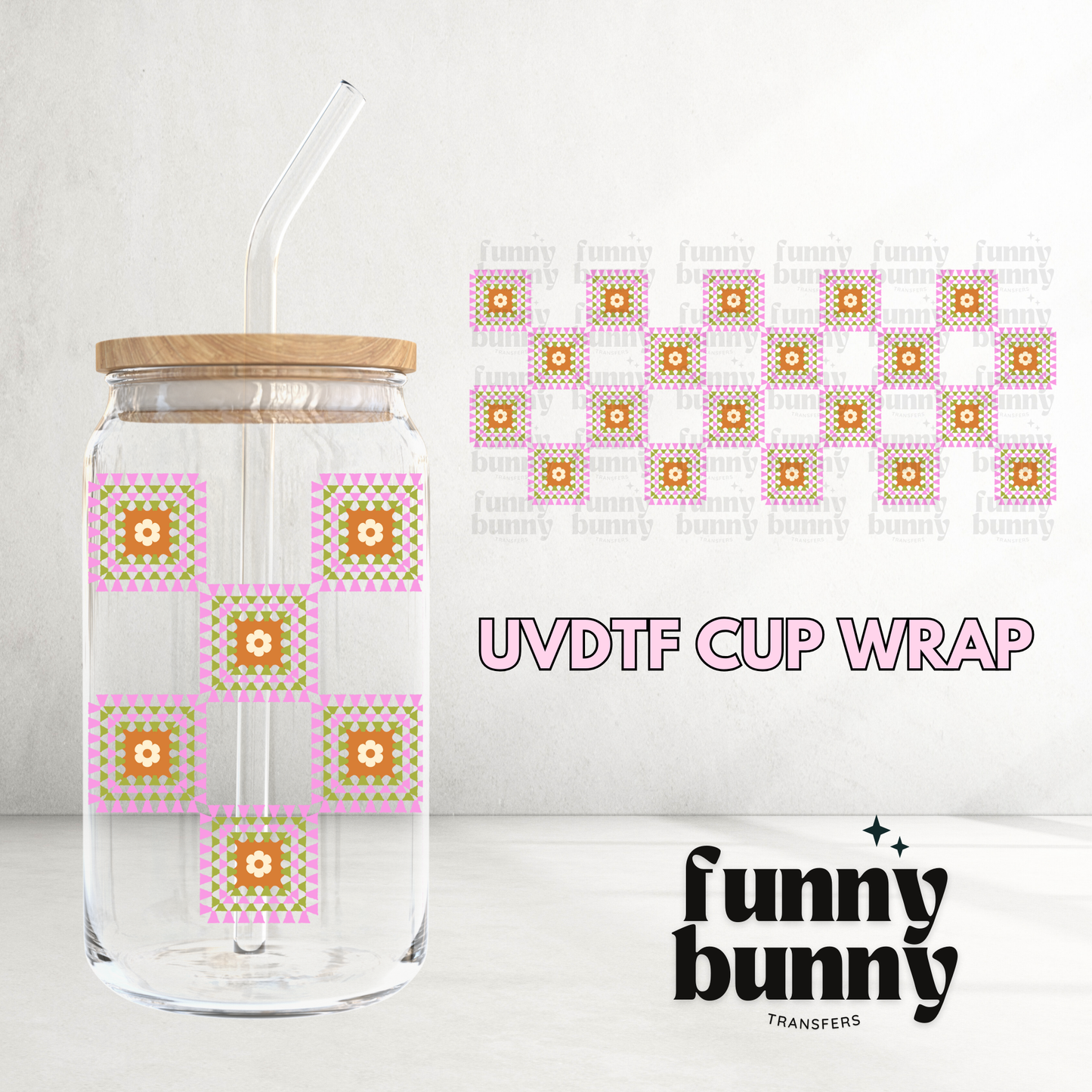 Granny Boho Pattern - 16oz UVDTF Cup Wrap
