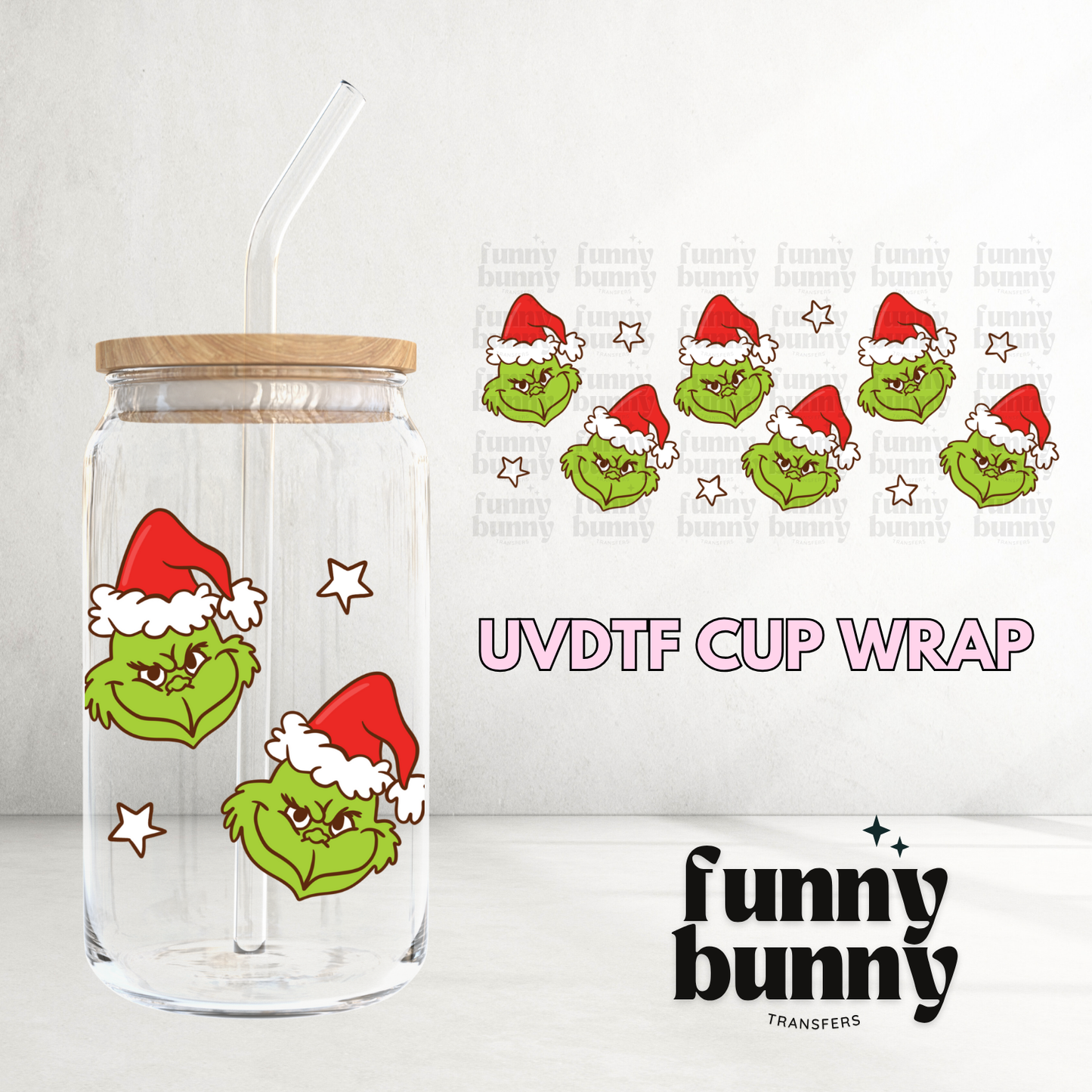 Green Guy Santa - 16oz UVDTF Cup Wrap