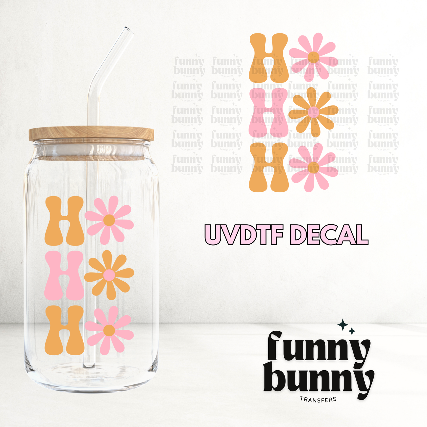 Groovy Floral HO HO HO - UVDTF Decal