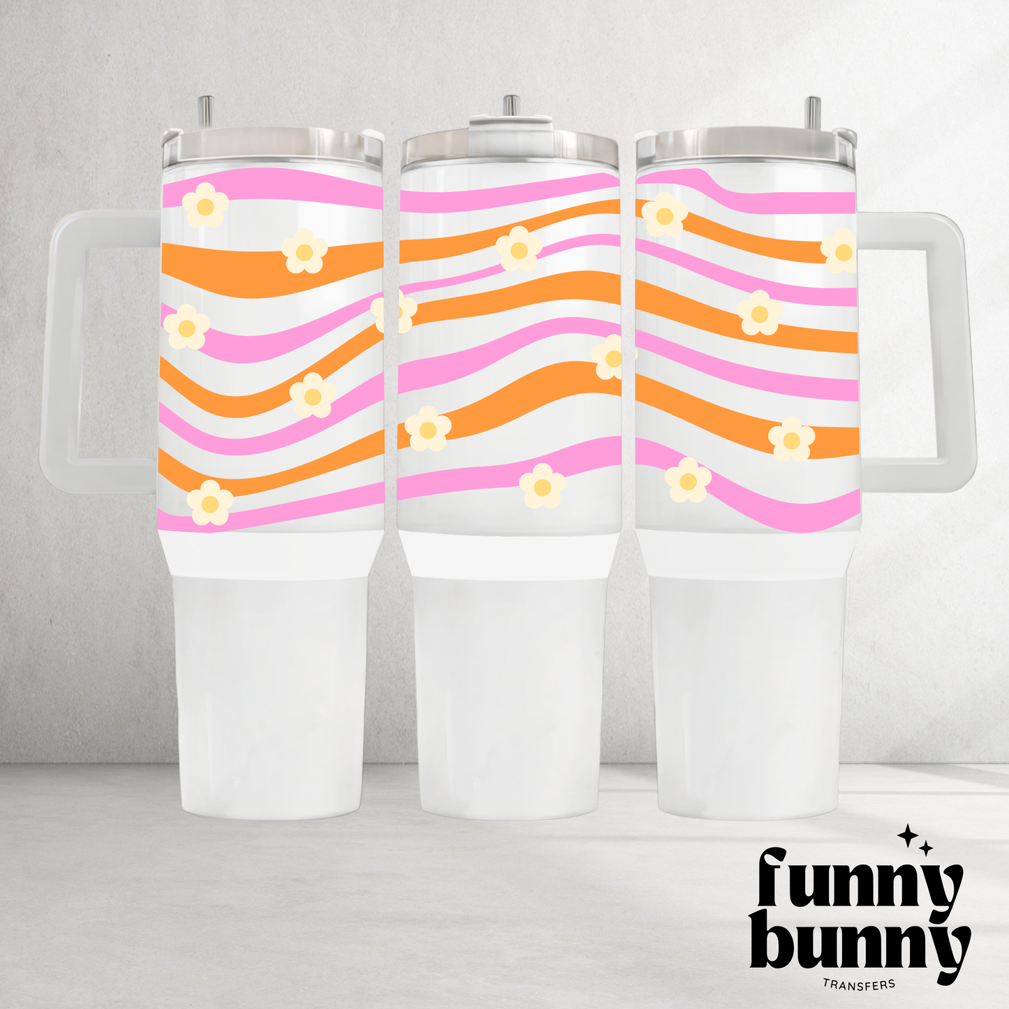 Groovy Pink & Orange Lines- 40oz UVDTF Tumbler Wrap