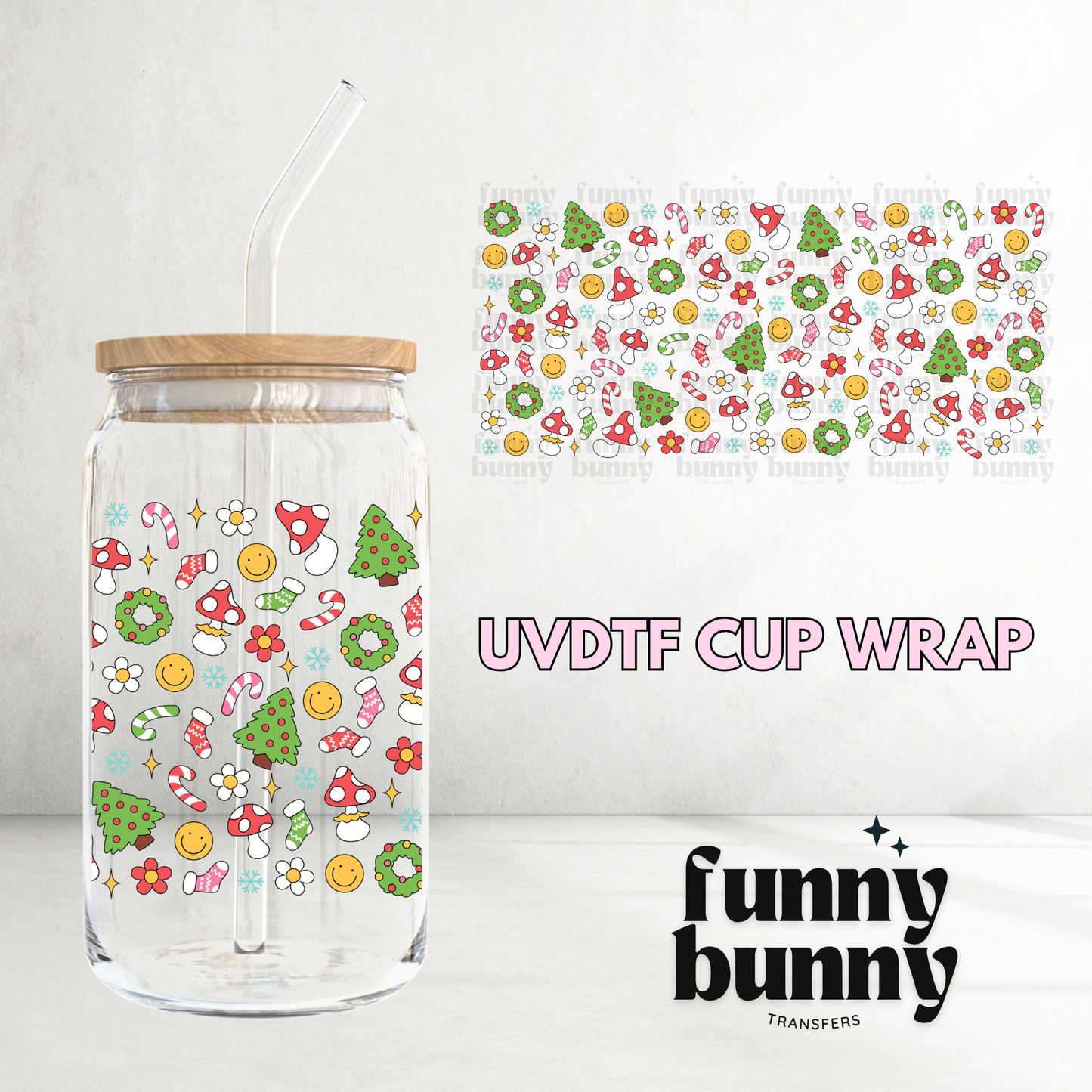 Groovy Xmas Things - 16oz UVDTF Cup Wrap