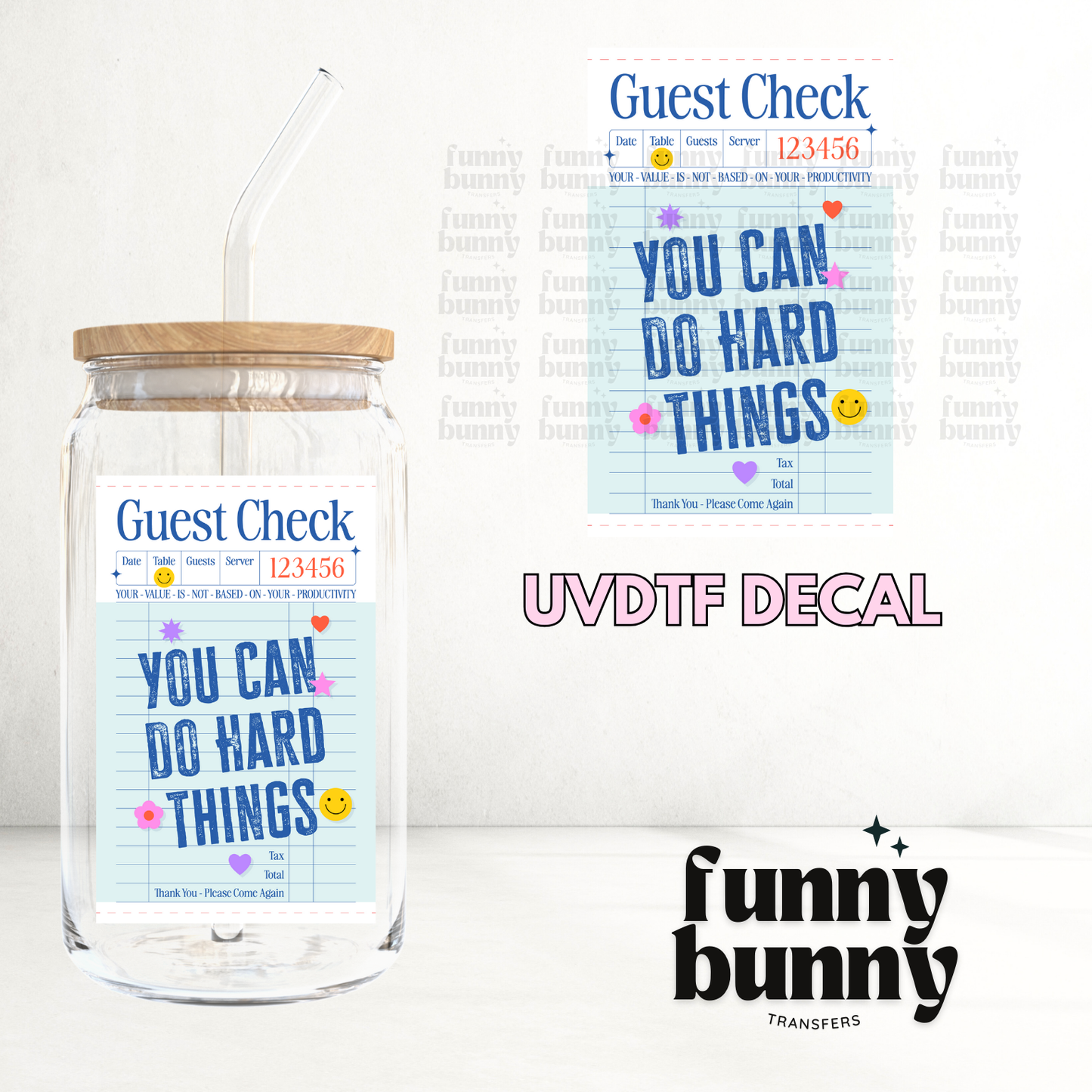 Guest Check Blue - UVDTF Decal