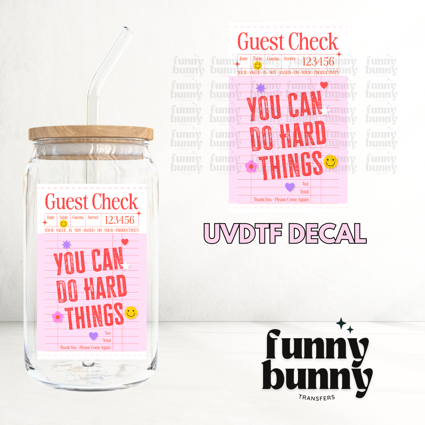 Guest Check Pink - UVDTF Decal
