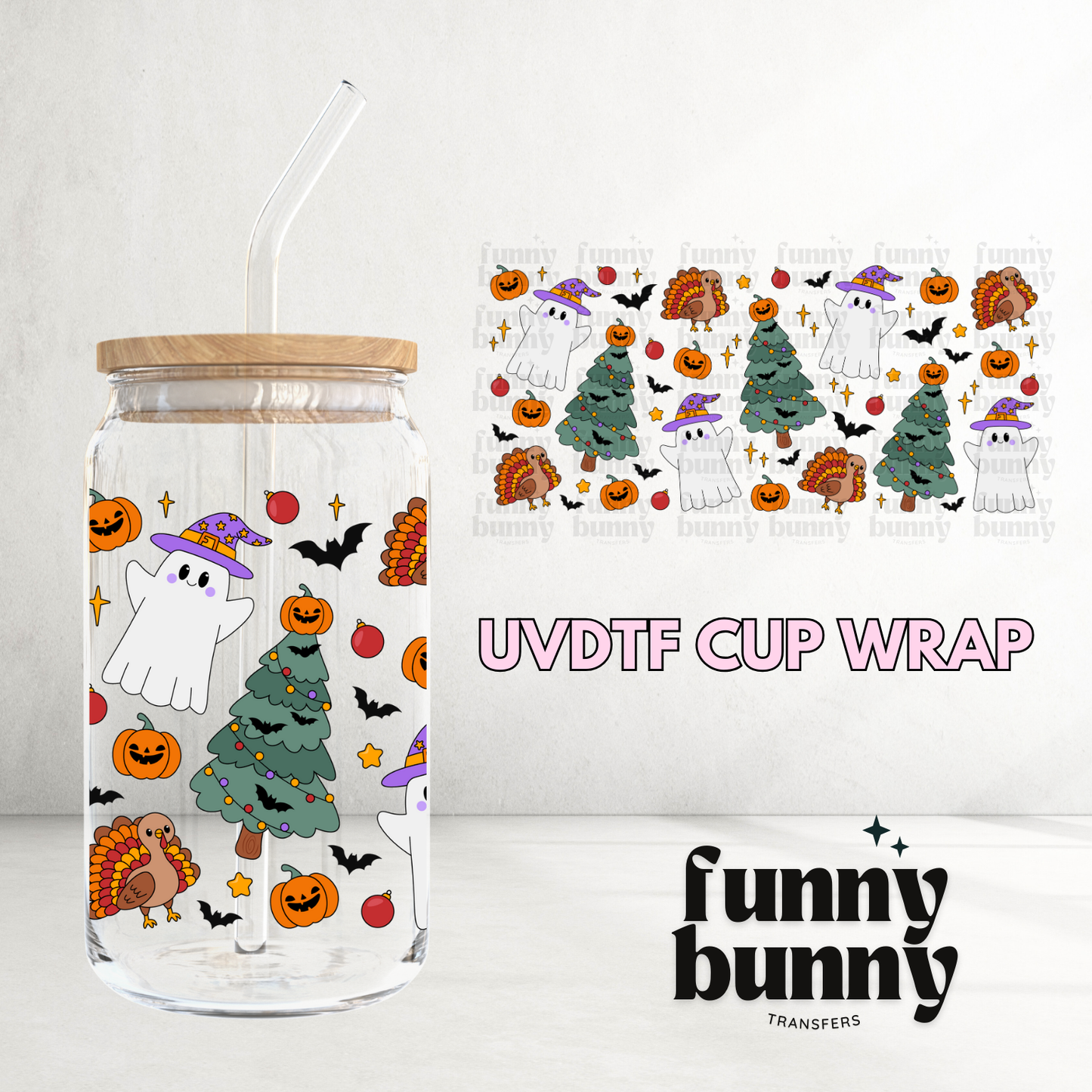Hallo Thanksmas - 16oz UVDTF Cup Wrap