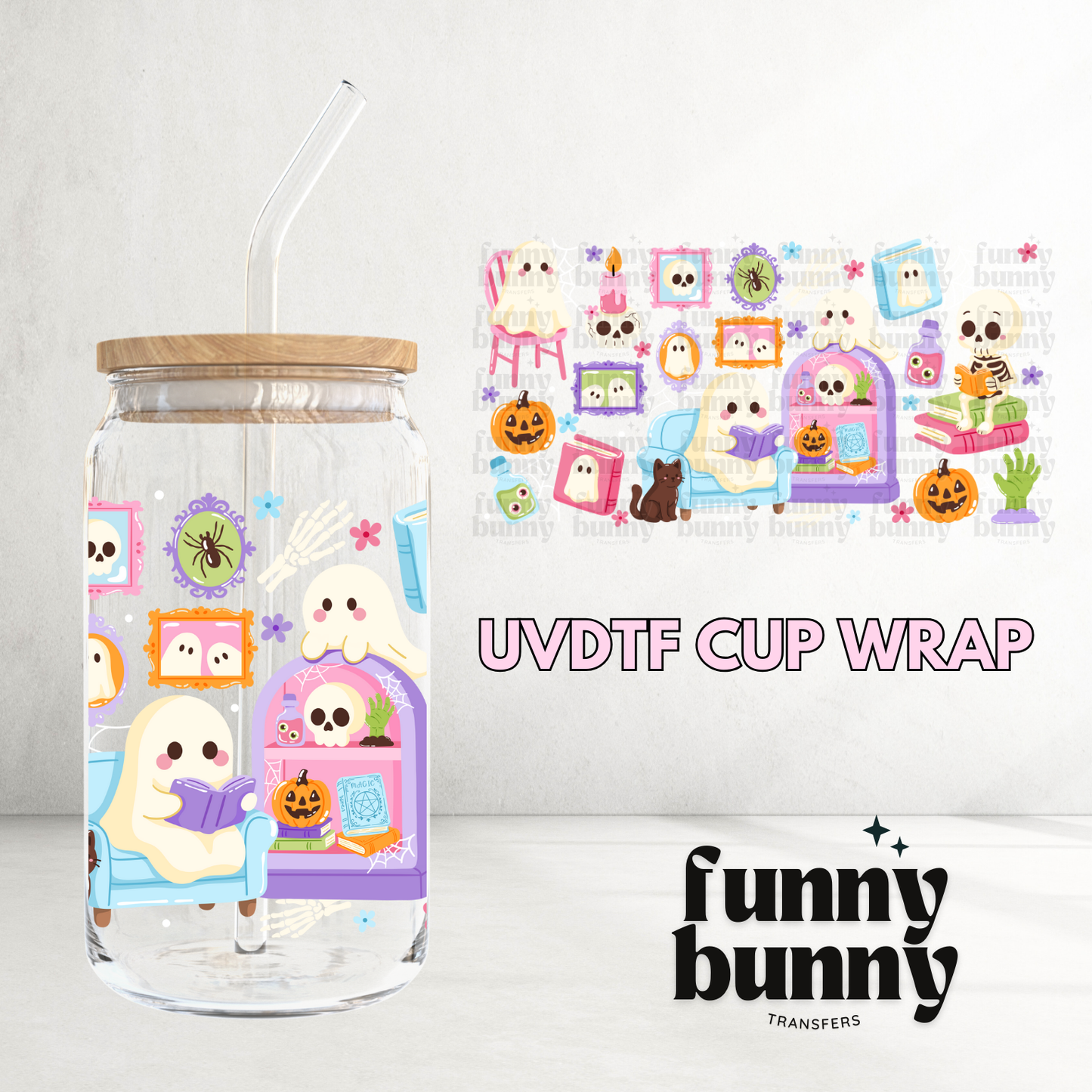 Haunted Library Friends - 16oz UVDTF Cup Wrap