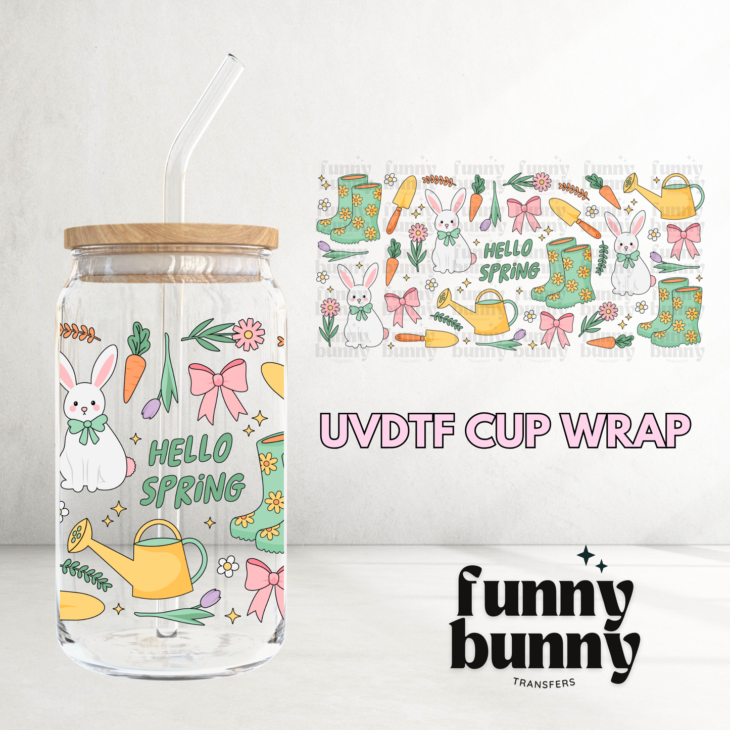 Hello Spring Essentials - 16oz UVDTF Cup Wrap