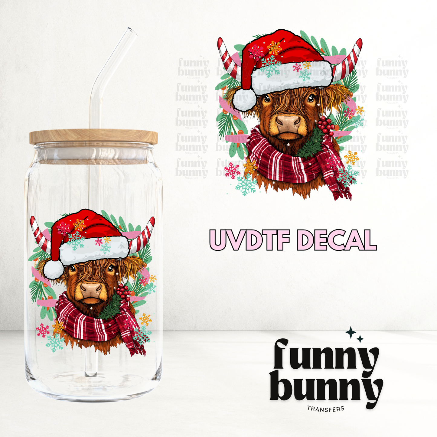 Highland Xmas Cow - UVDTF Decal