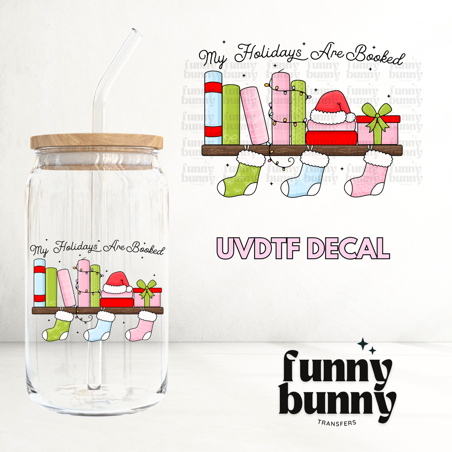 Holiday Boookshelf - UVDTF Decal