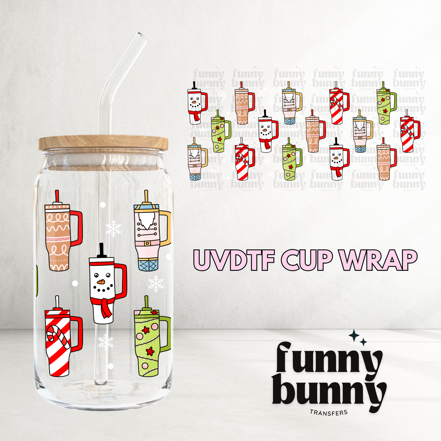 Holiday Spirit Tumblers - 16oz UVDTF Cup Wrap