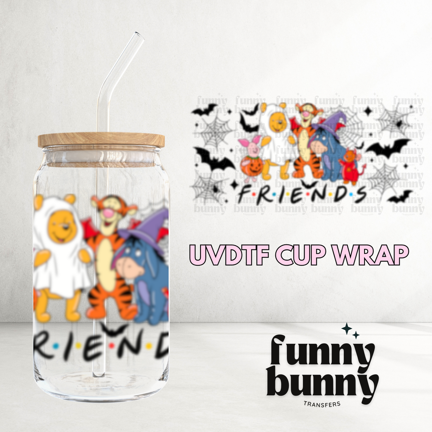 Honey Bear Spooky Friends - 16oz UVDTF Cup Wrap