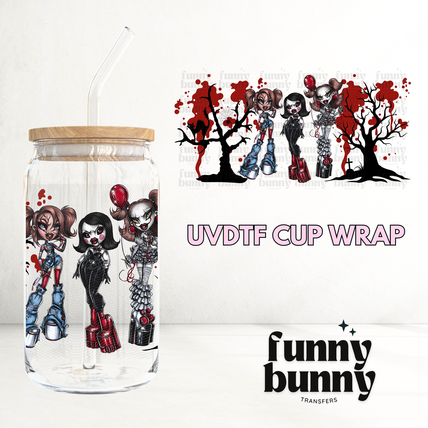 Horror Dollz - 16oz UVDTF Cup Wrap