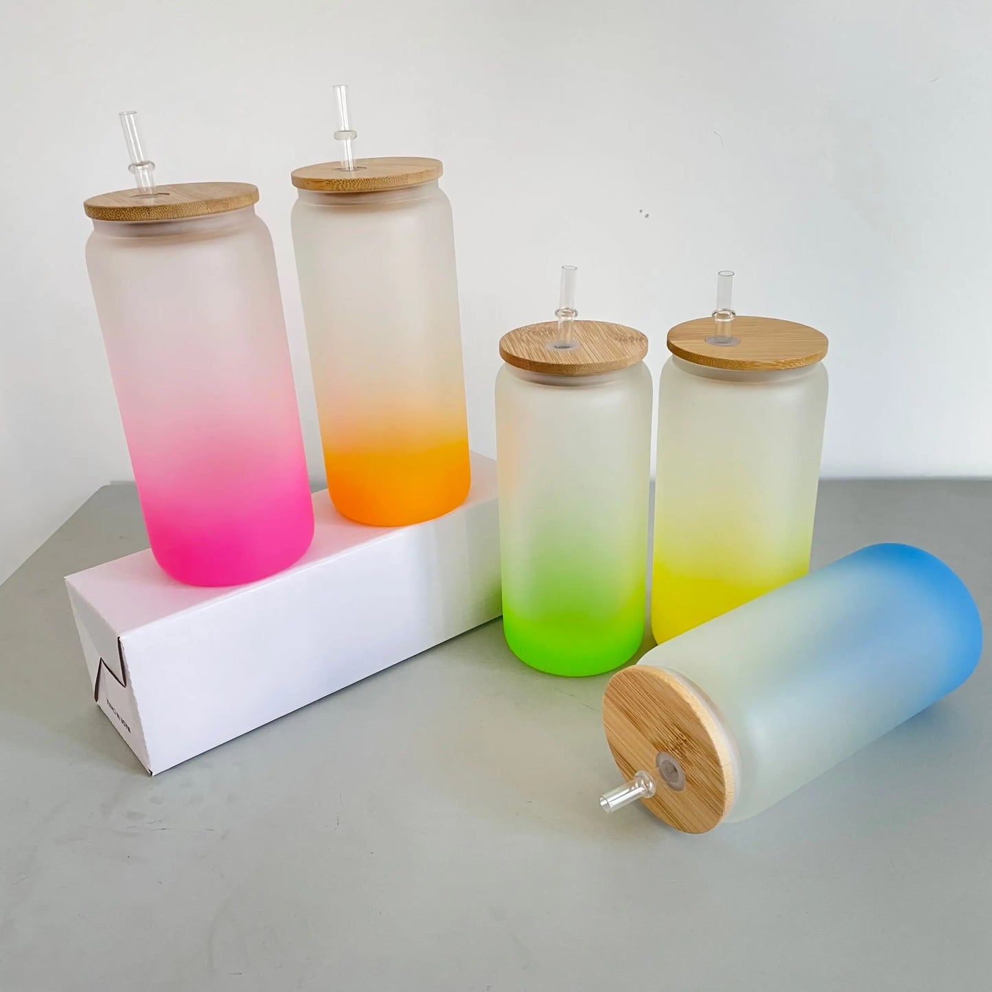 16oz Ombre Colorful Glass Can