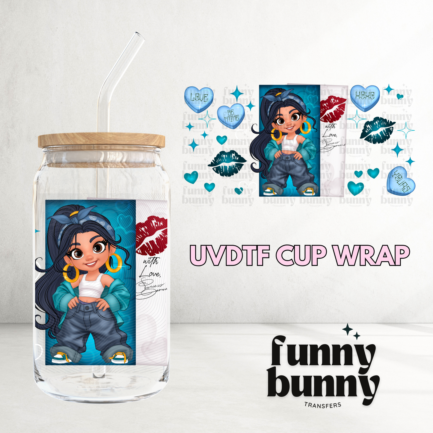 With Love Blue - 16oz UVDTF Cup Wrap