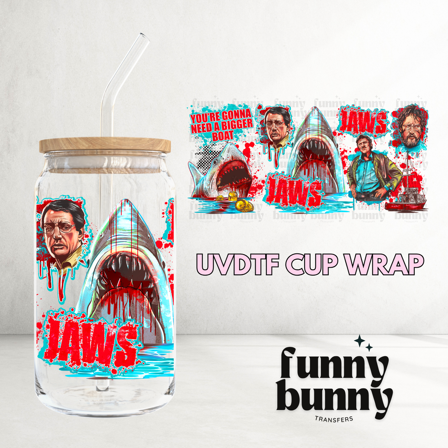 Jaws - 16oz UVDTF Cup Wrap