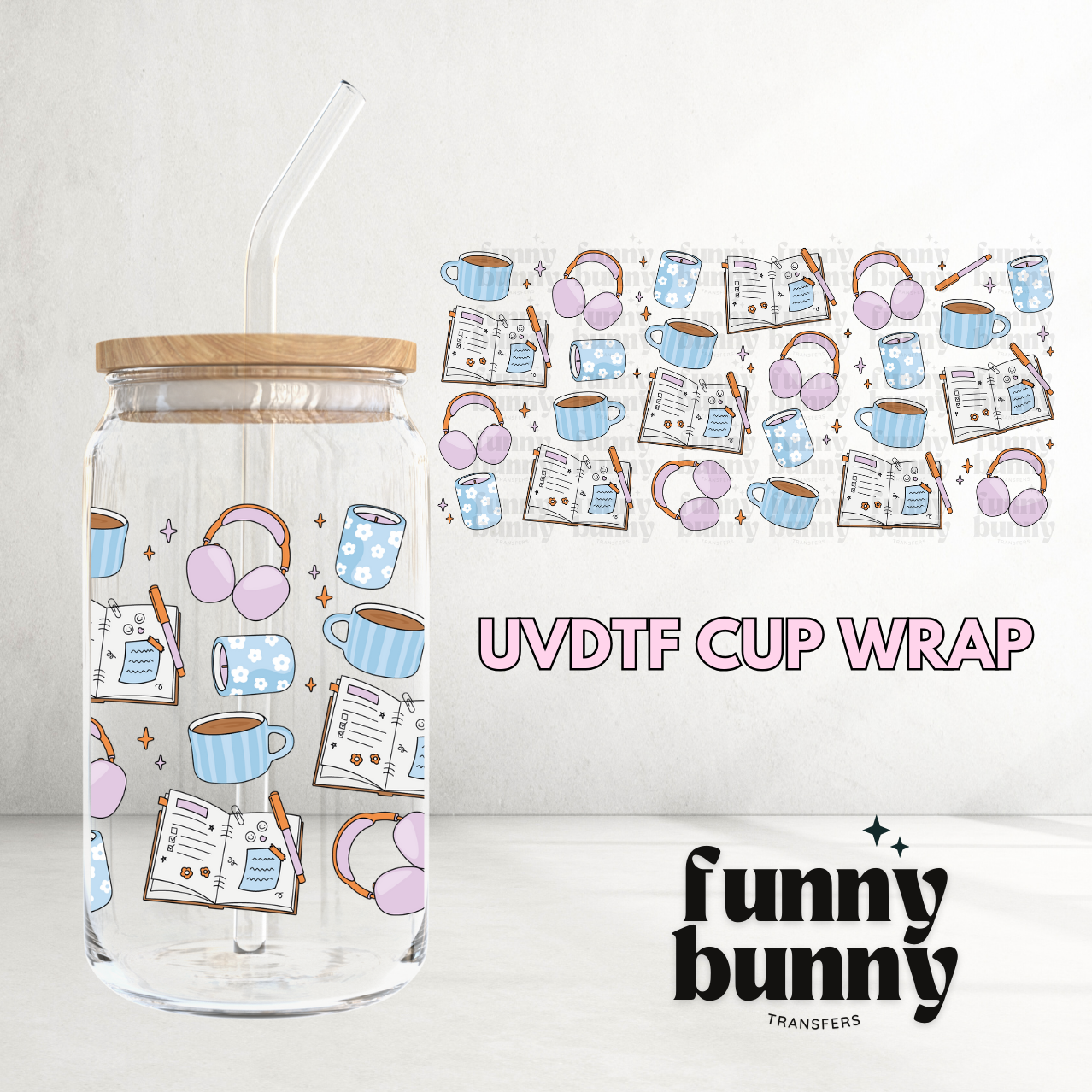 Journals & Coffee - 16oz UVDTF Cup Wrap