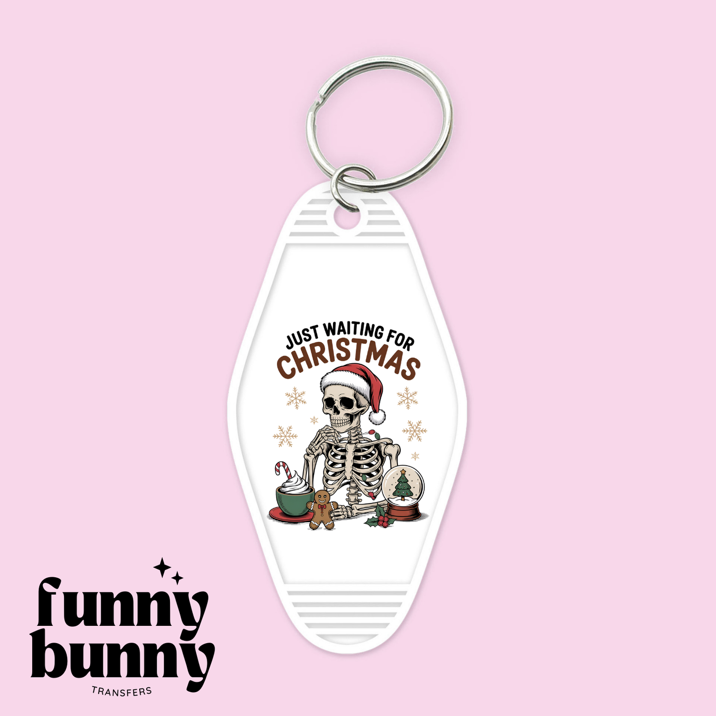 Just Waiting For Xmas Skeleton - Motel Keychain