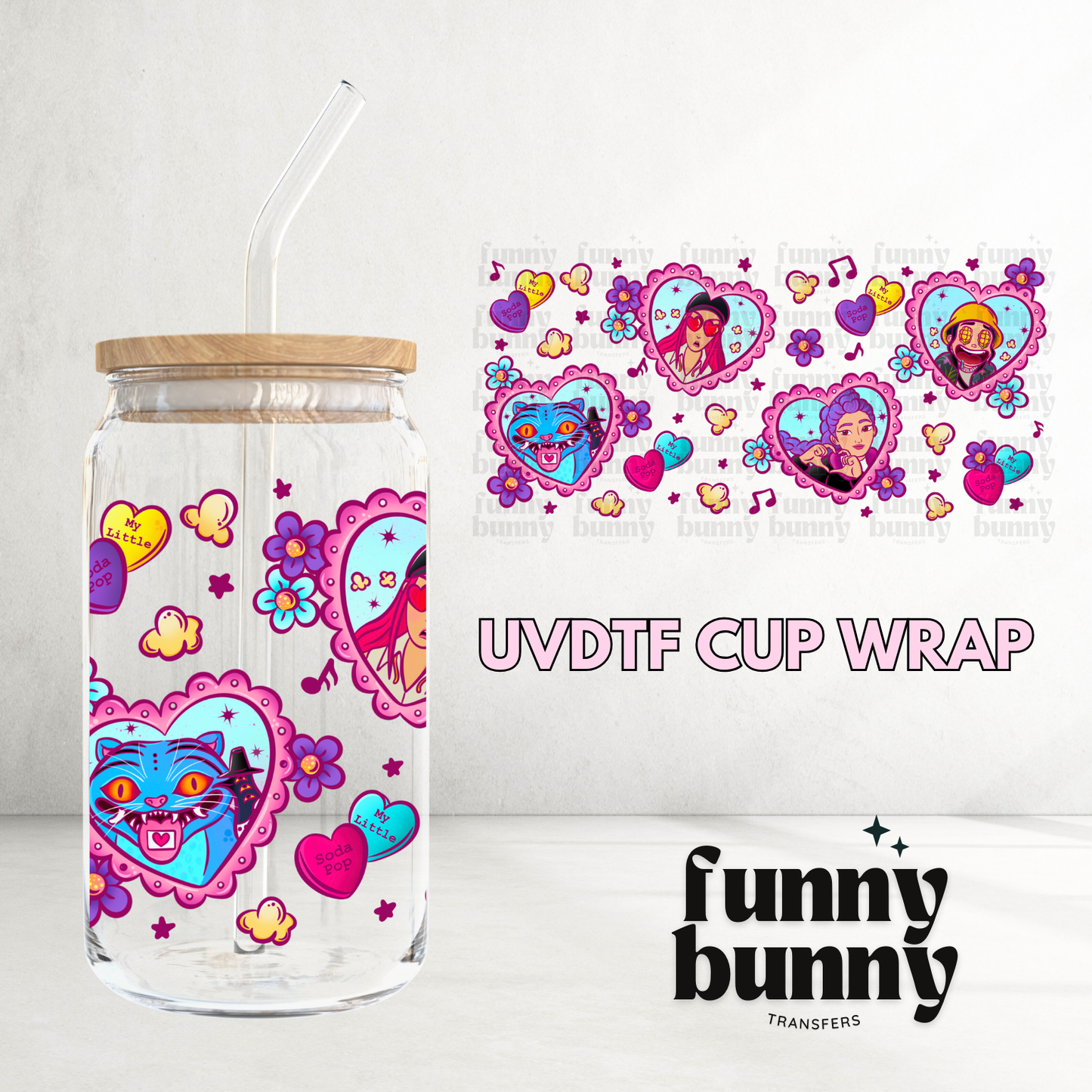 KPOP Hearts - 16oz UVDTF Cup Wrap