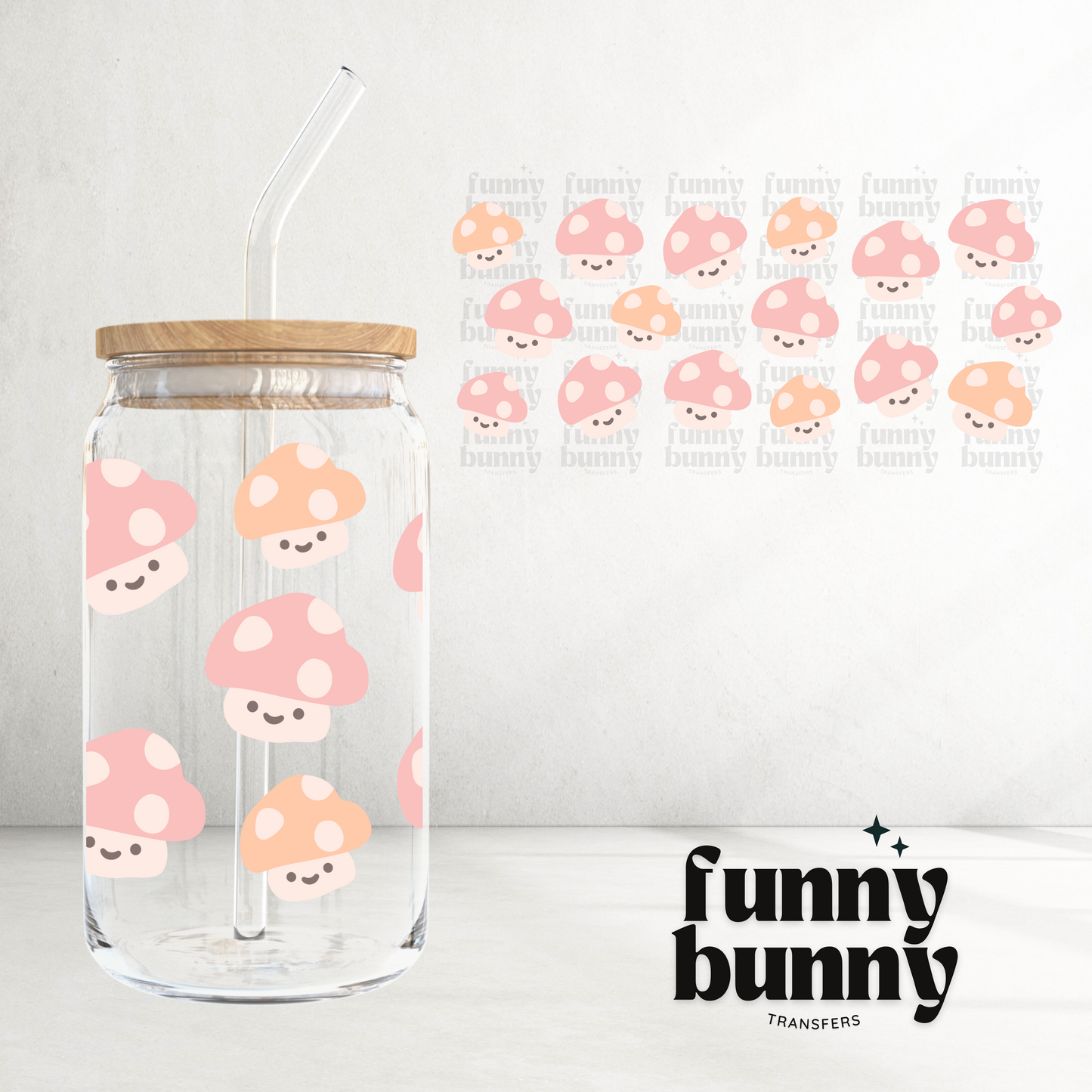 Kawaii Pastel Mushies - 16oz UVDTF Cup Wrap