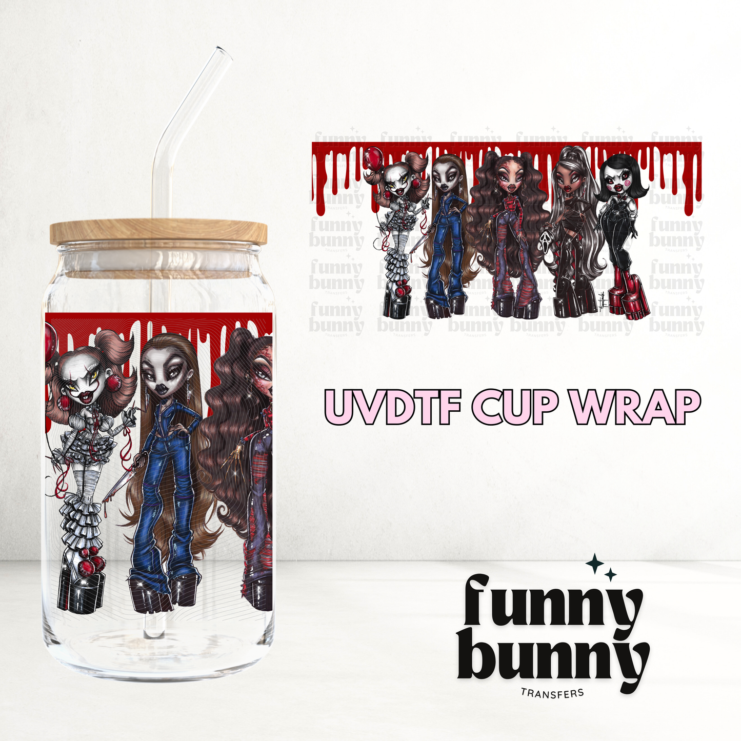Psycho Dollz - 16oz UVDTF Cup Wrap