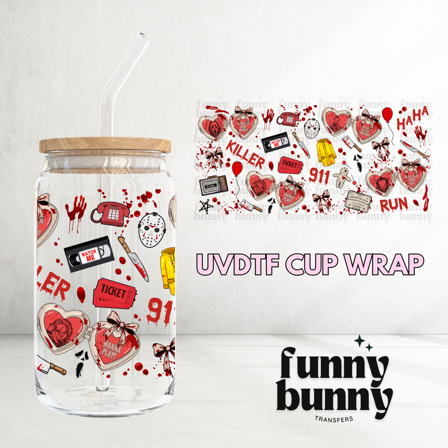 Killer Spooky Friends - 16oz UVDTF Cup Wrap