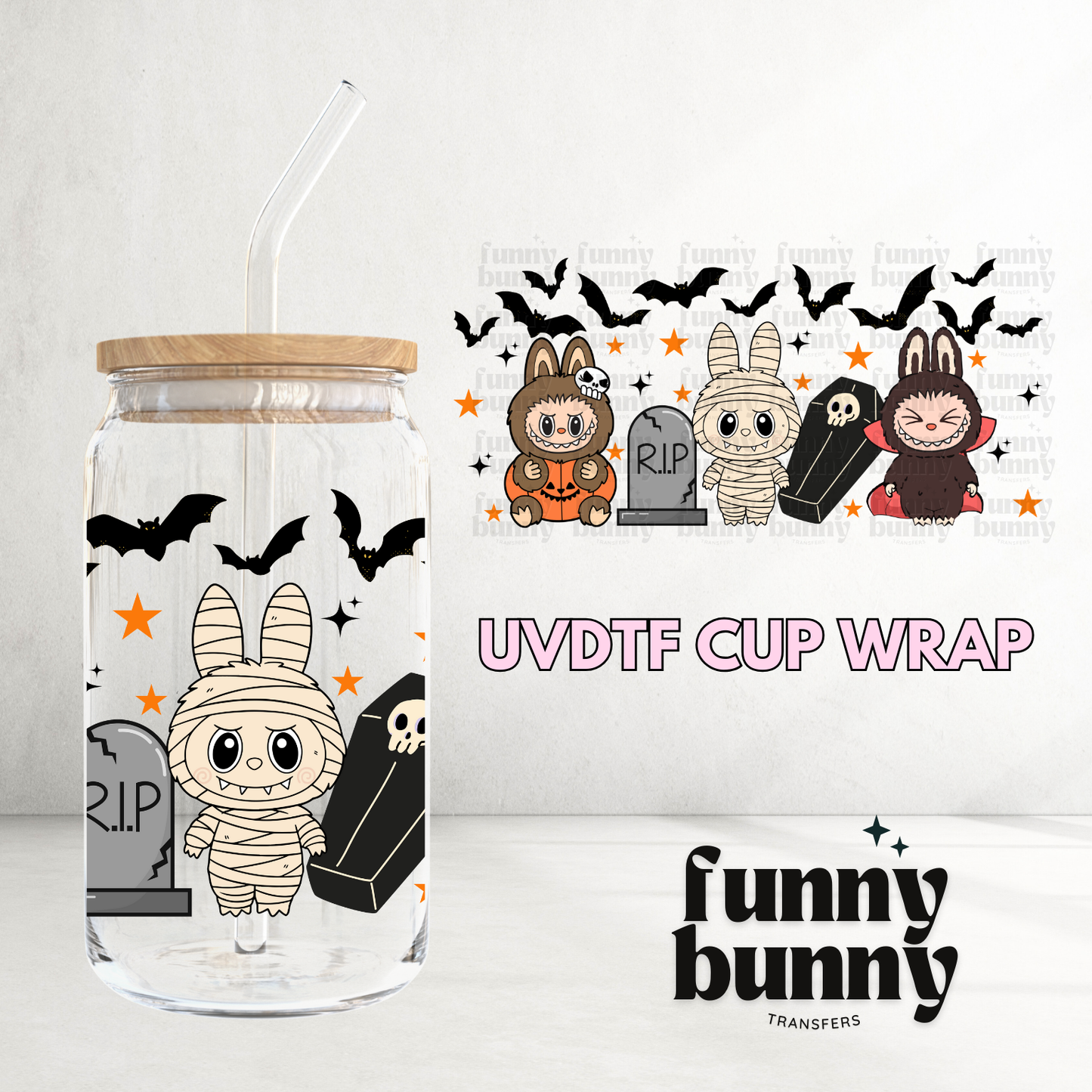 Labu Bat Spooky Cuties - 16oz UVDTF Cup Wrap