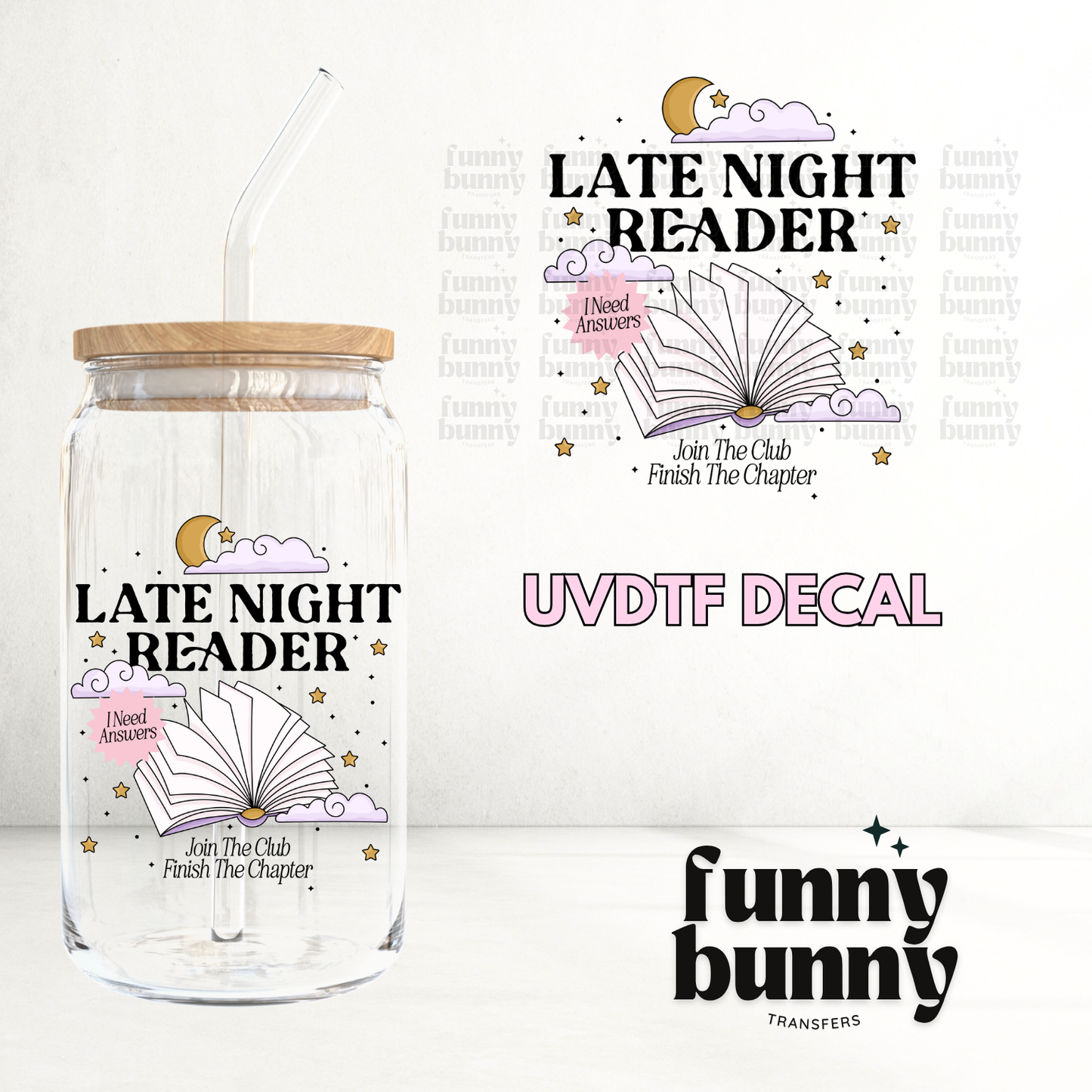 Late Night Reader - UVDTF Decal