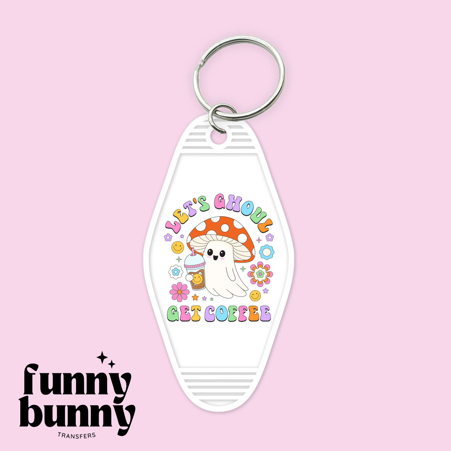 Let's Ghoul Get Coffee Rainbow - Motel Keychain