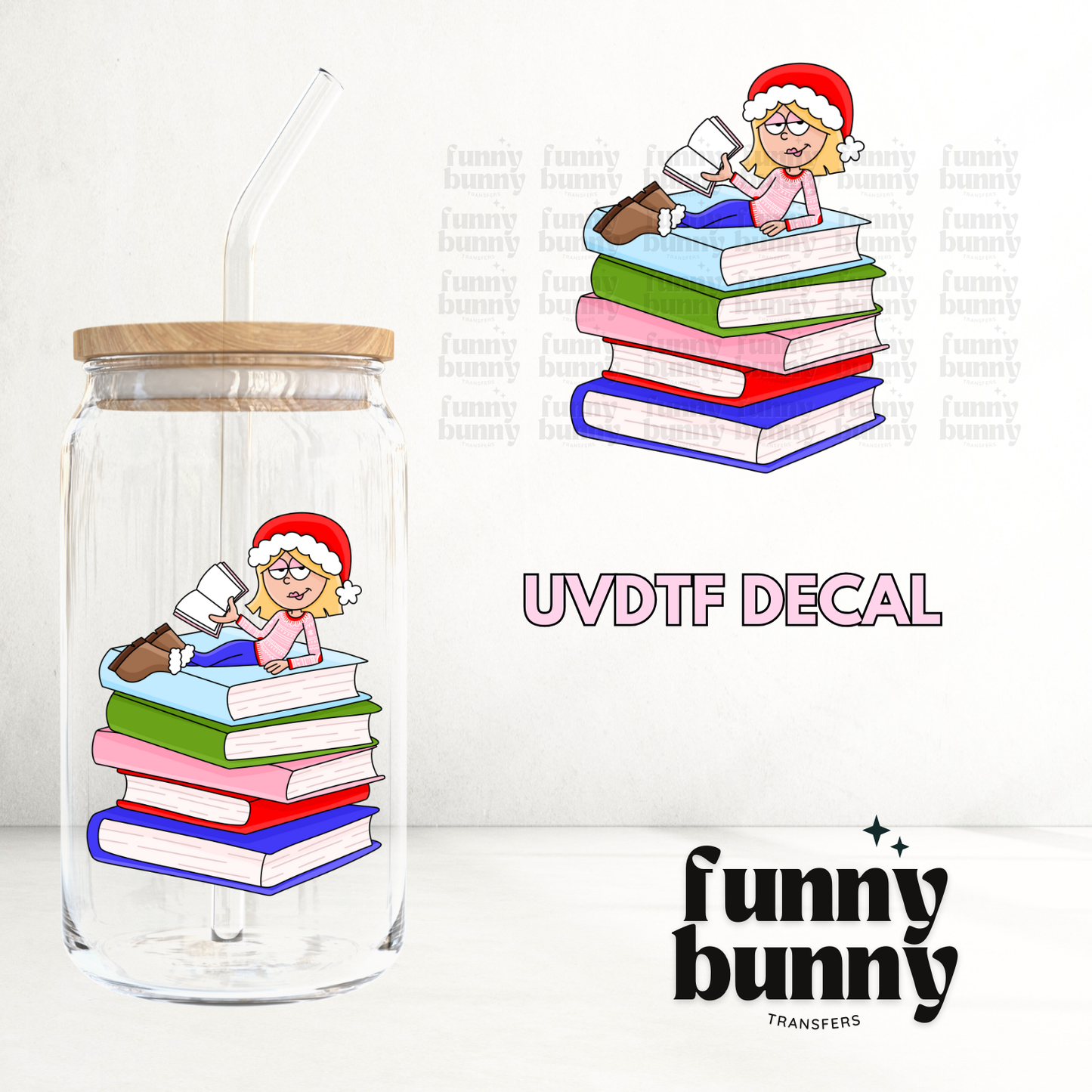 Lizzie Xmas Books - UVDTF Decal
