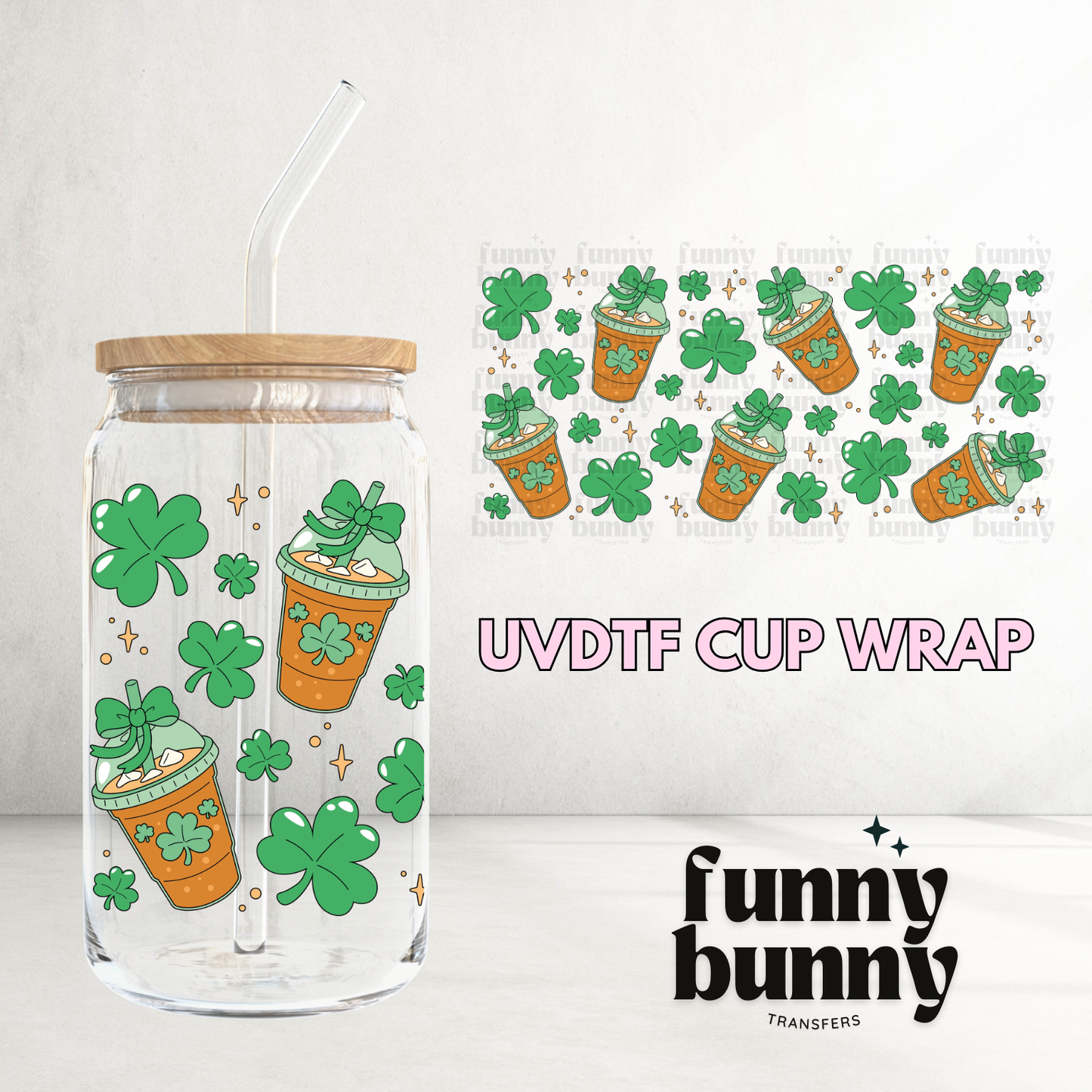 Lucky Caffeinated - 16oz UVDTF Cup Wrap