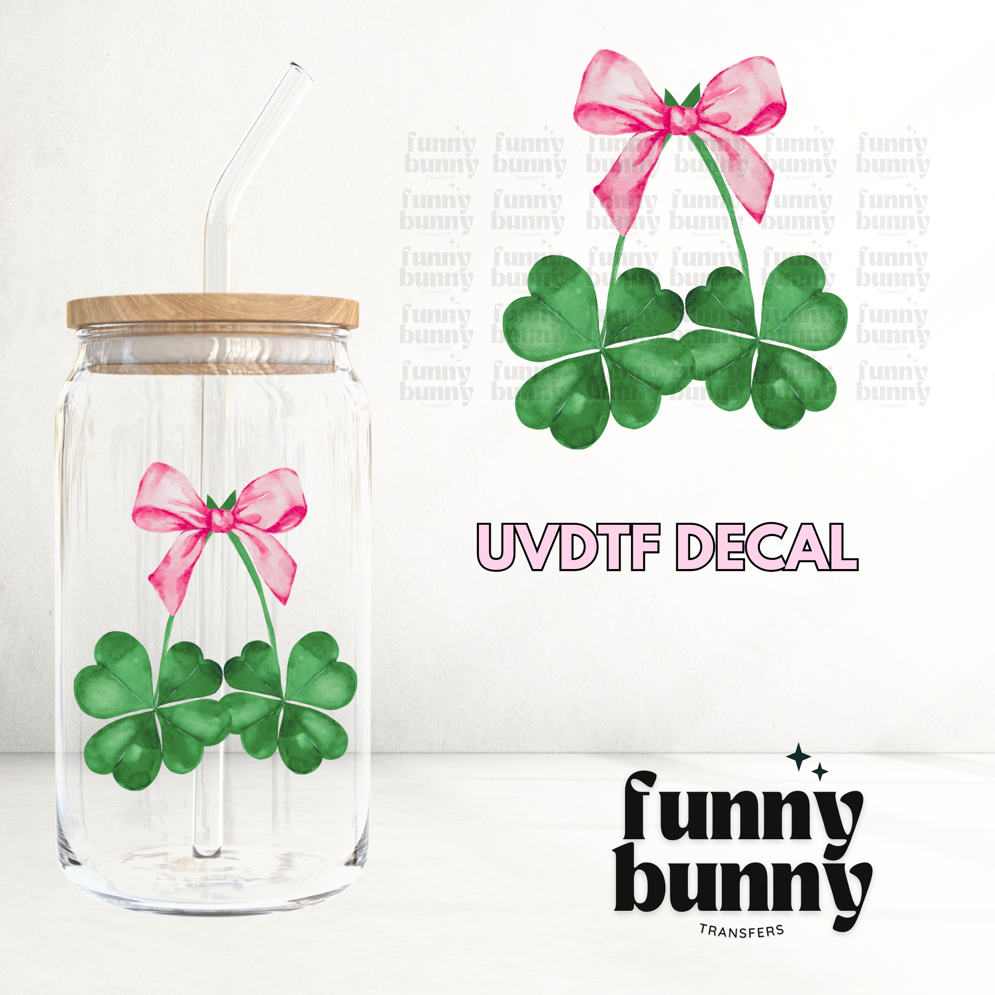 Lucky Coquette Clover - UVDTF Decal – Funny Bunny Transfers