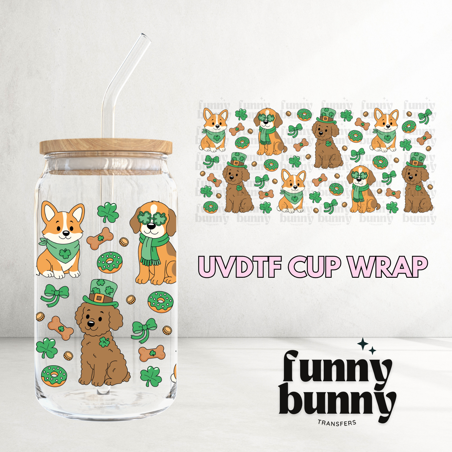 Lucky Puppies - 16oz UVDTF Cup Wrap