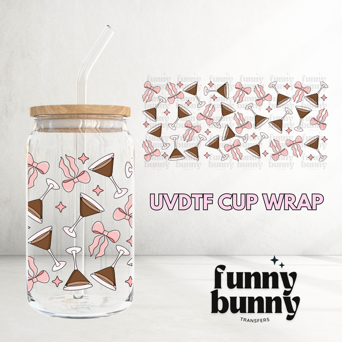 Martini Cocktail Club - 16oz UVDTF Cup Wrap