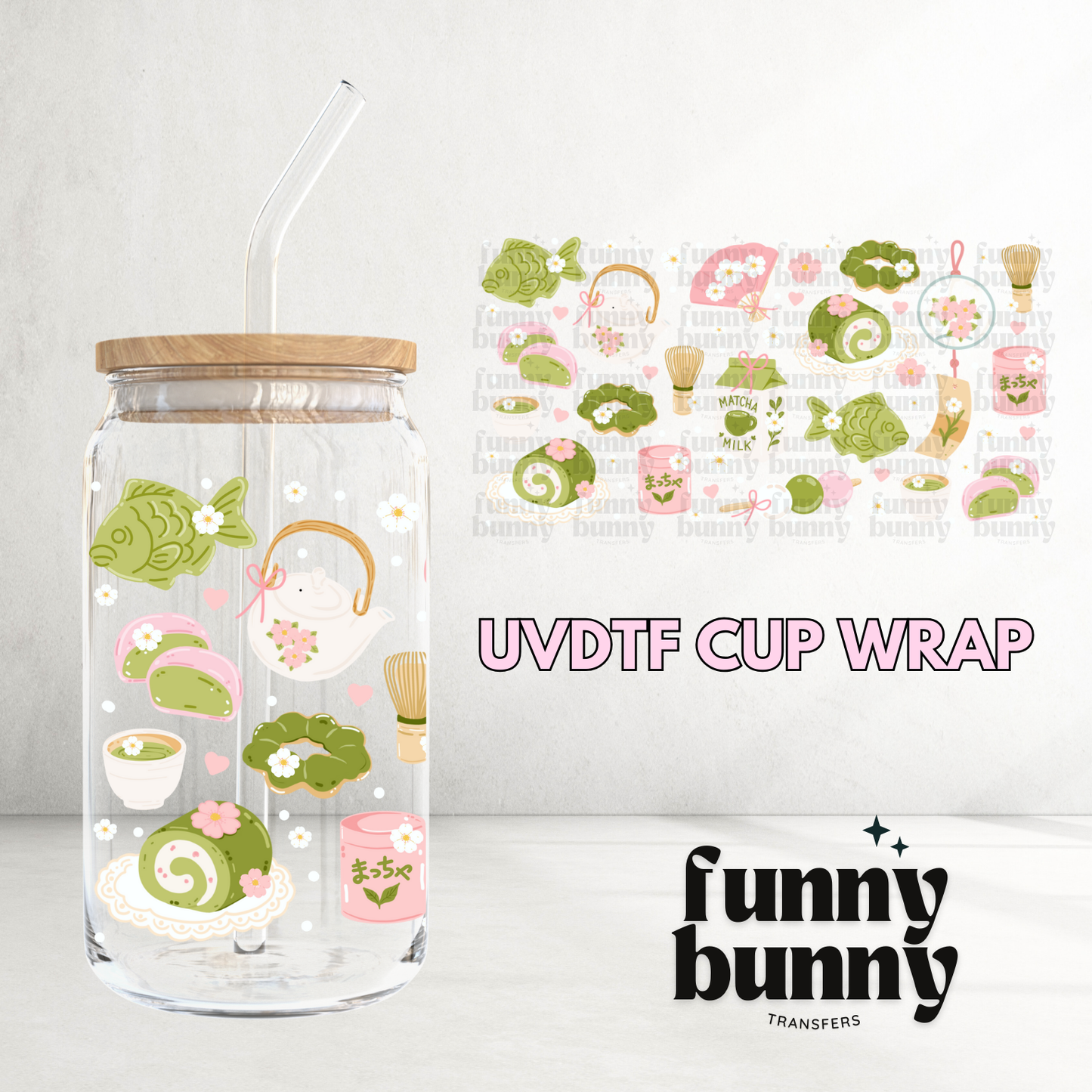Matcha Snacks - 16oz UVDTF Cup Wrap
