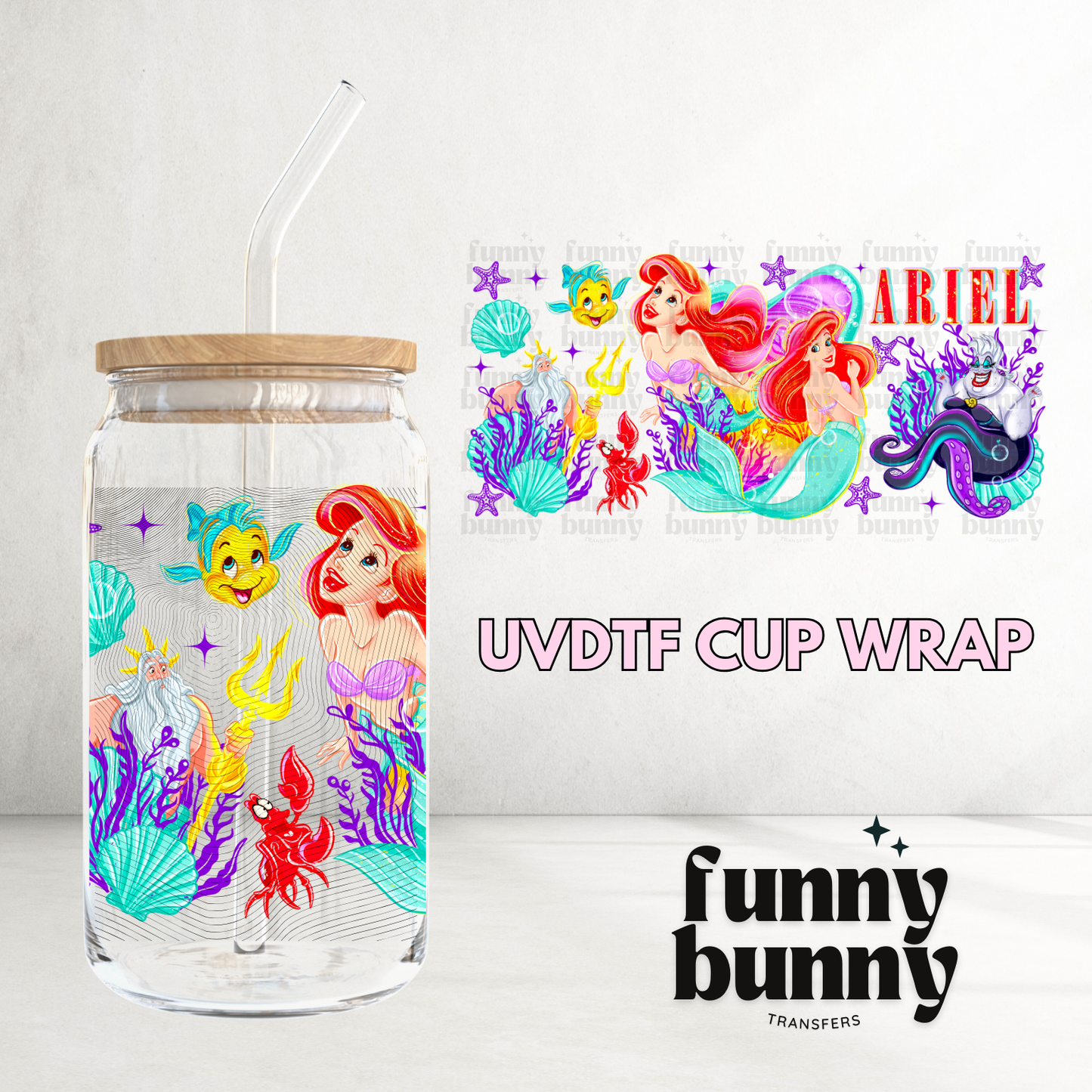 Mermaid Under The Sea - 16oz UVDTF Cup Wrap