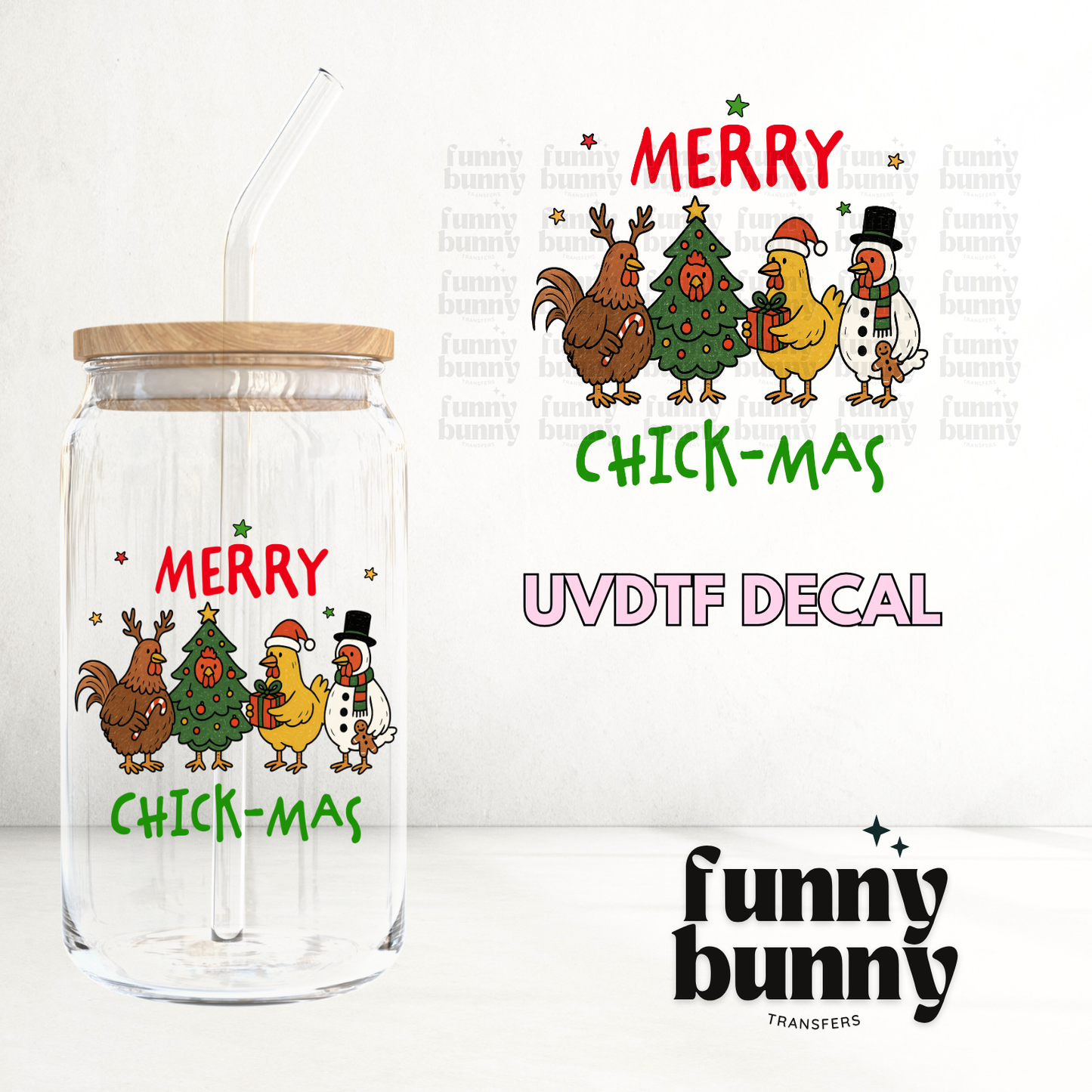 Merry Chick-Mas - UVDTF Decal