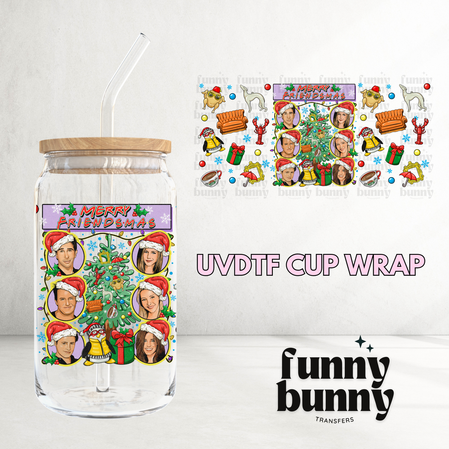 Merry Friendsmas - 16oz UVDTF Cup Wrap