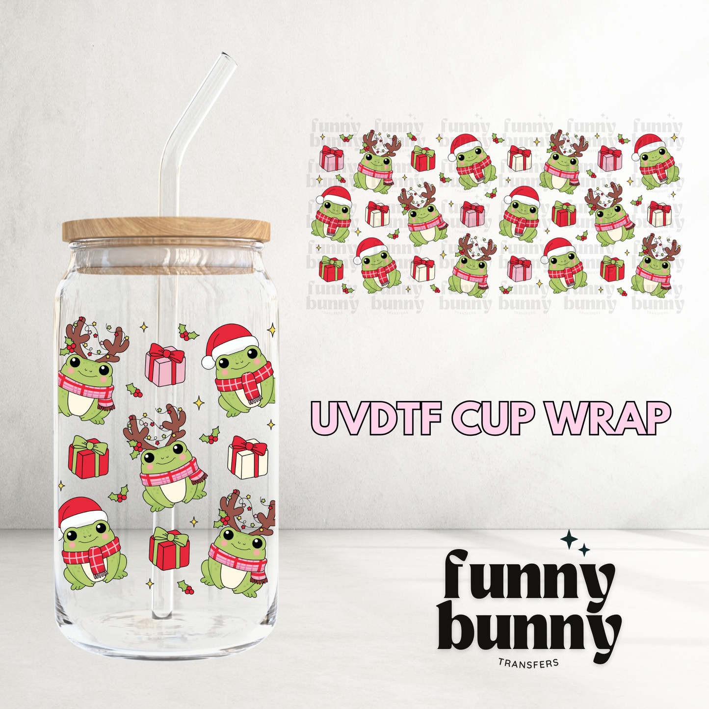 Merry Frogmas - 16oz UVDTF Cup Wrap
