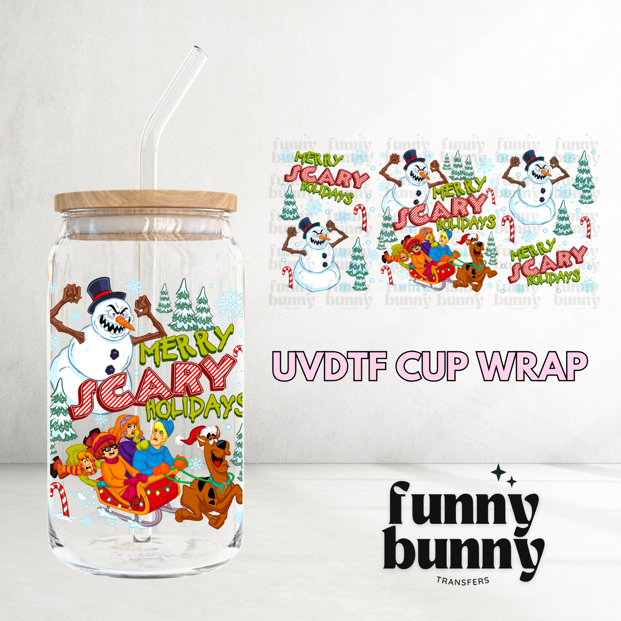 Merry Scary Holidays - 16oz UVDTF Cup Wrap